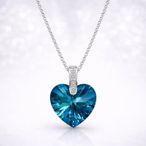 Collar Plata 925 Dije Cristal Swarovski Corazón Azul Mujer Azul X 40 Cm