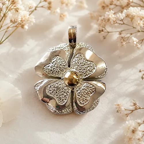 Dije Trébol Plata 925 Y Oro 18 Kts Regalo Original Mujer -