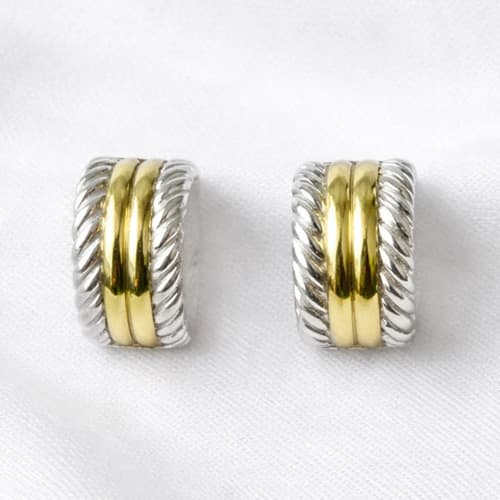 Aros En Plata 925 Oro 18k Diseño Media Argolla Regalo Mujer Plata Entrelazado