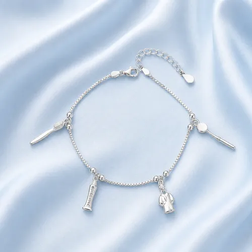 Pulsera Plata 925 Dijes Odontóloga Para Regalo Dentista Plata 19 Cm