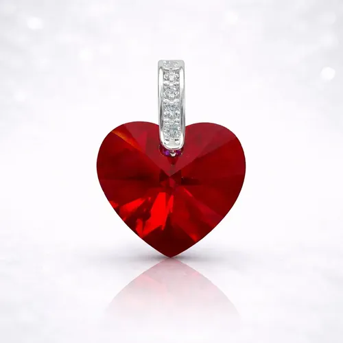 Dije Corazón Cristal Swarovski Rojo Brillante Plata 925 Regalo Mujer