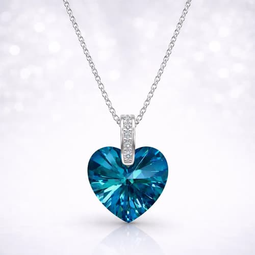 Collar Plata 925 Dije Cristal Swarovski Corazón Azul Mujer Azul X 45 Cm