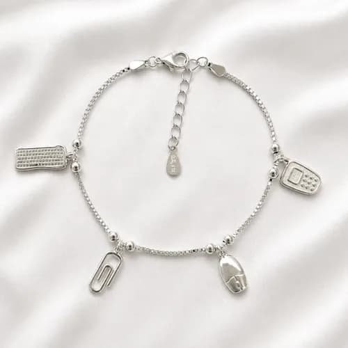 Pulsera Plata 925 Dijes Secretaria Regalo Profesional C/pack Plata 19 Cm