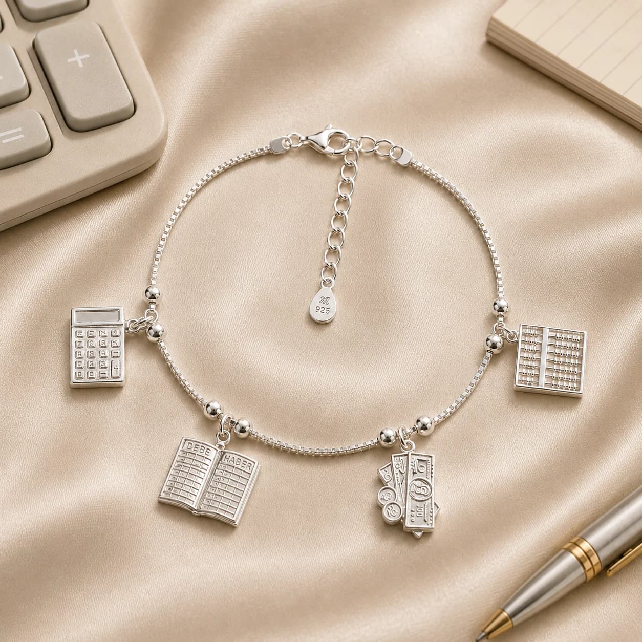 Pulsera Contadora de Plata 925 con Dijes – Balance