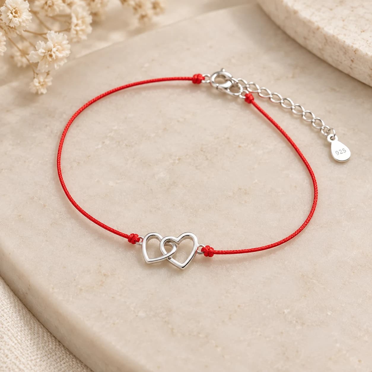 Pulsera Hilo Rojo con Dos Corazones de Plata 925 – Encuentro