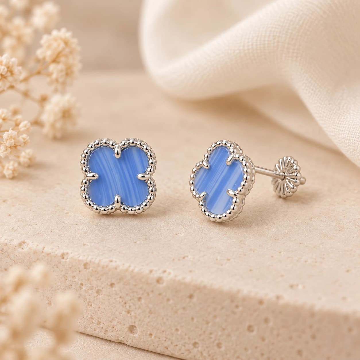 Aros Trébol de Plata 925 V-Cliff - Azur