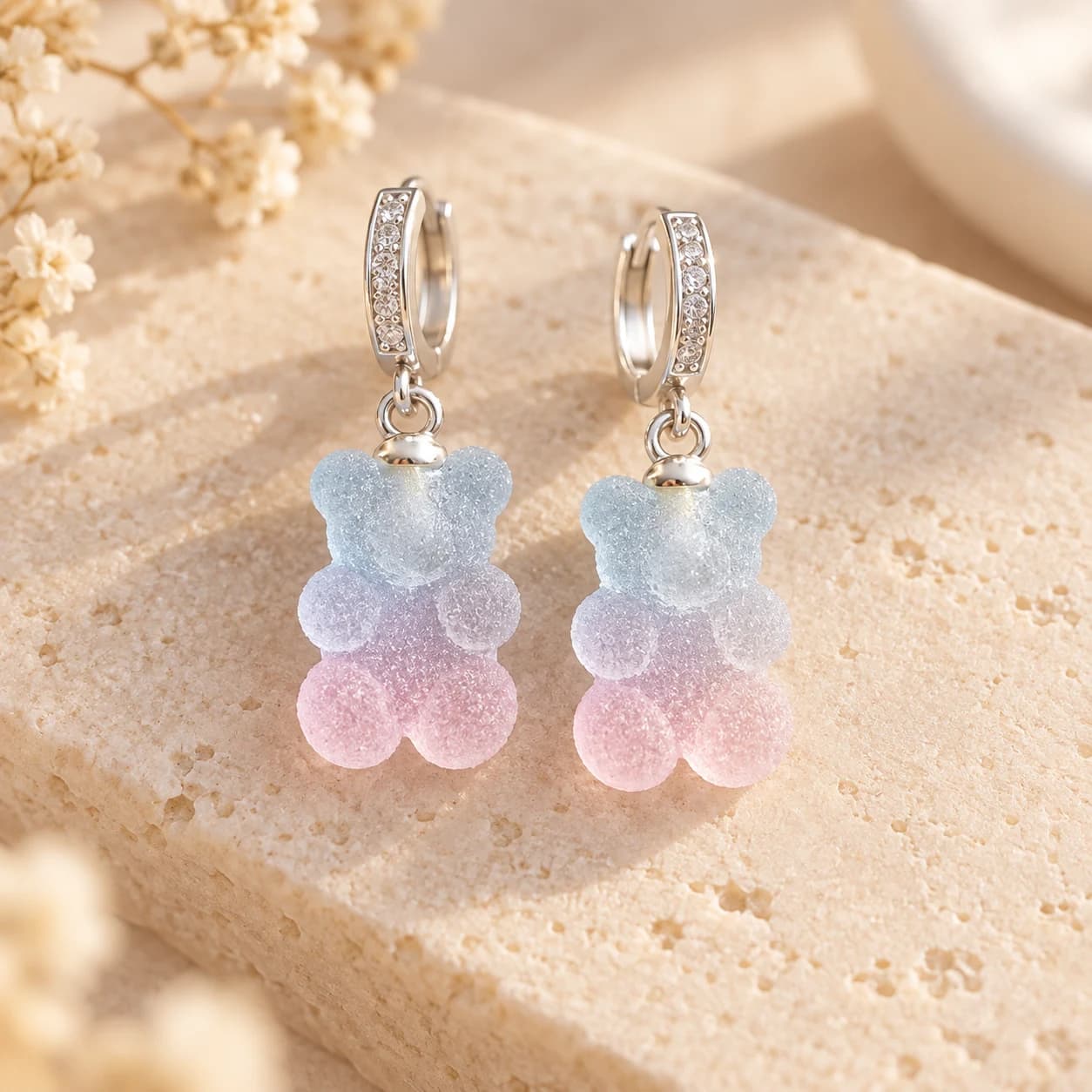 Aros Huggies de Plata 925 con Osito de Goma 10 mm – Shummi