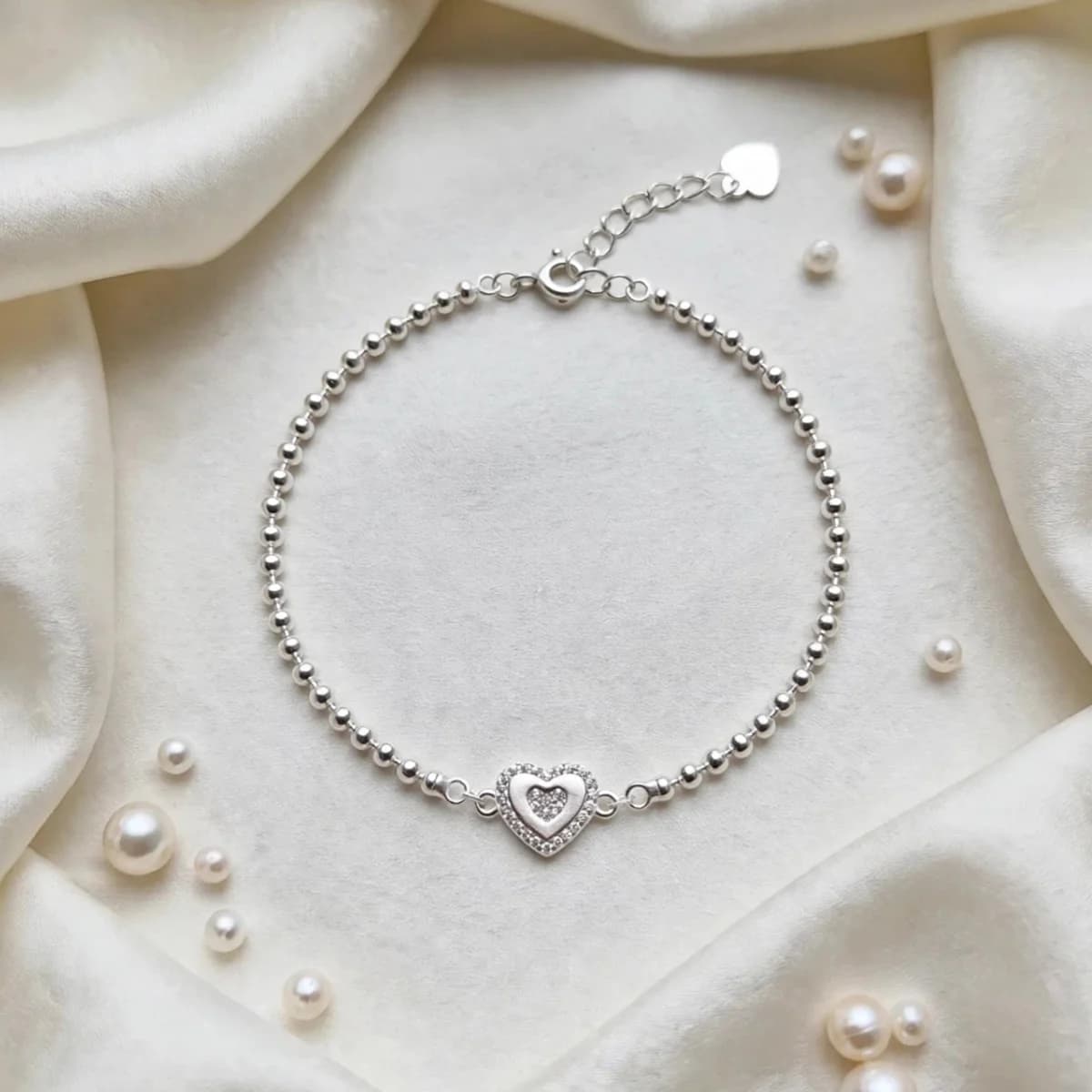Pulsera de Plata 925 con Doble Corazón y Circonias – Amoria