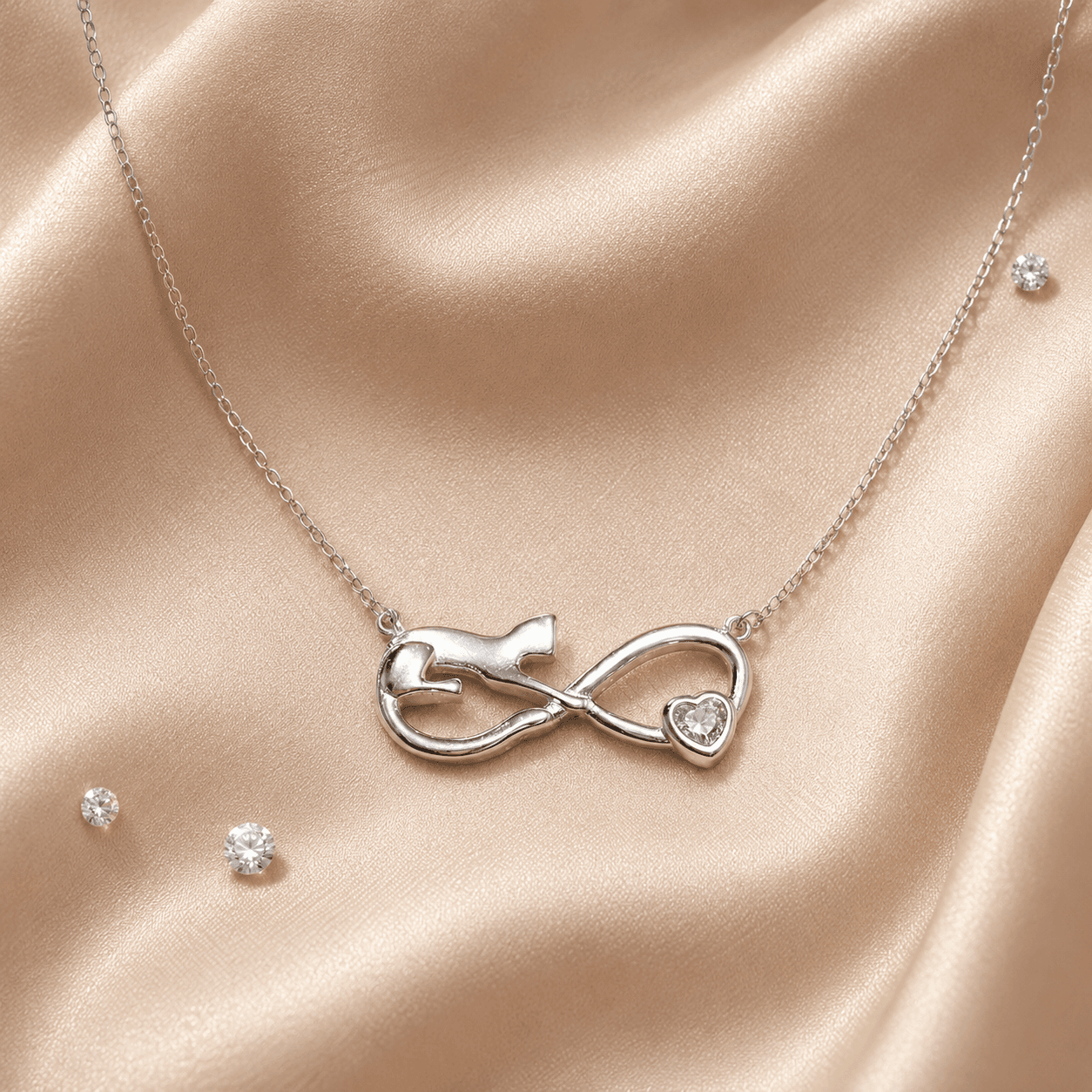 Gargantilla de Plata 925 con Infinito, Gatito y Corazón – Miu