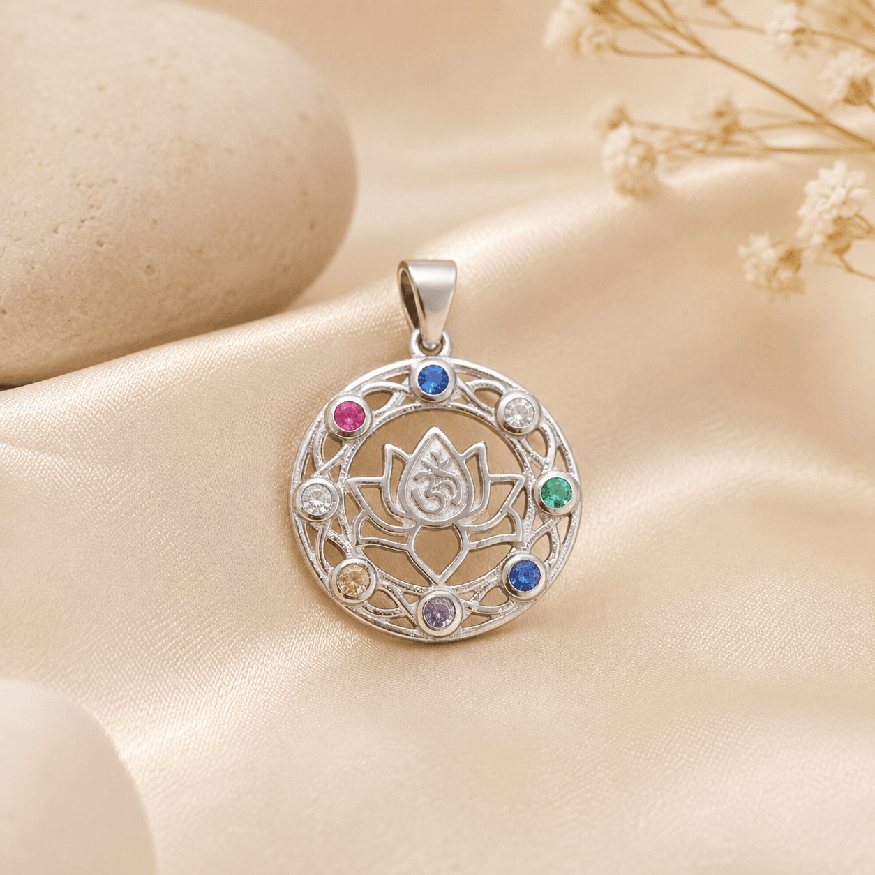Dije Flor de Loto 7 Chakras de Plata 925 - Sattva
