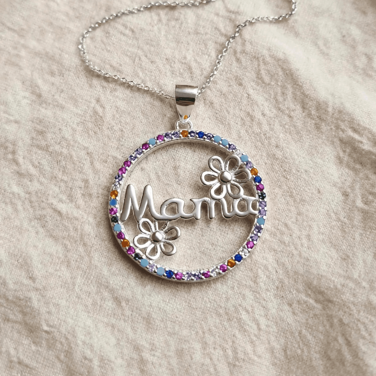 Collar Mamá de Plata 925 con Circonias – Floralia