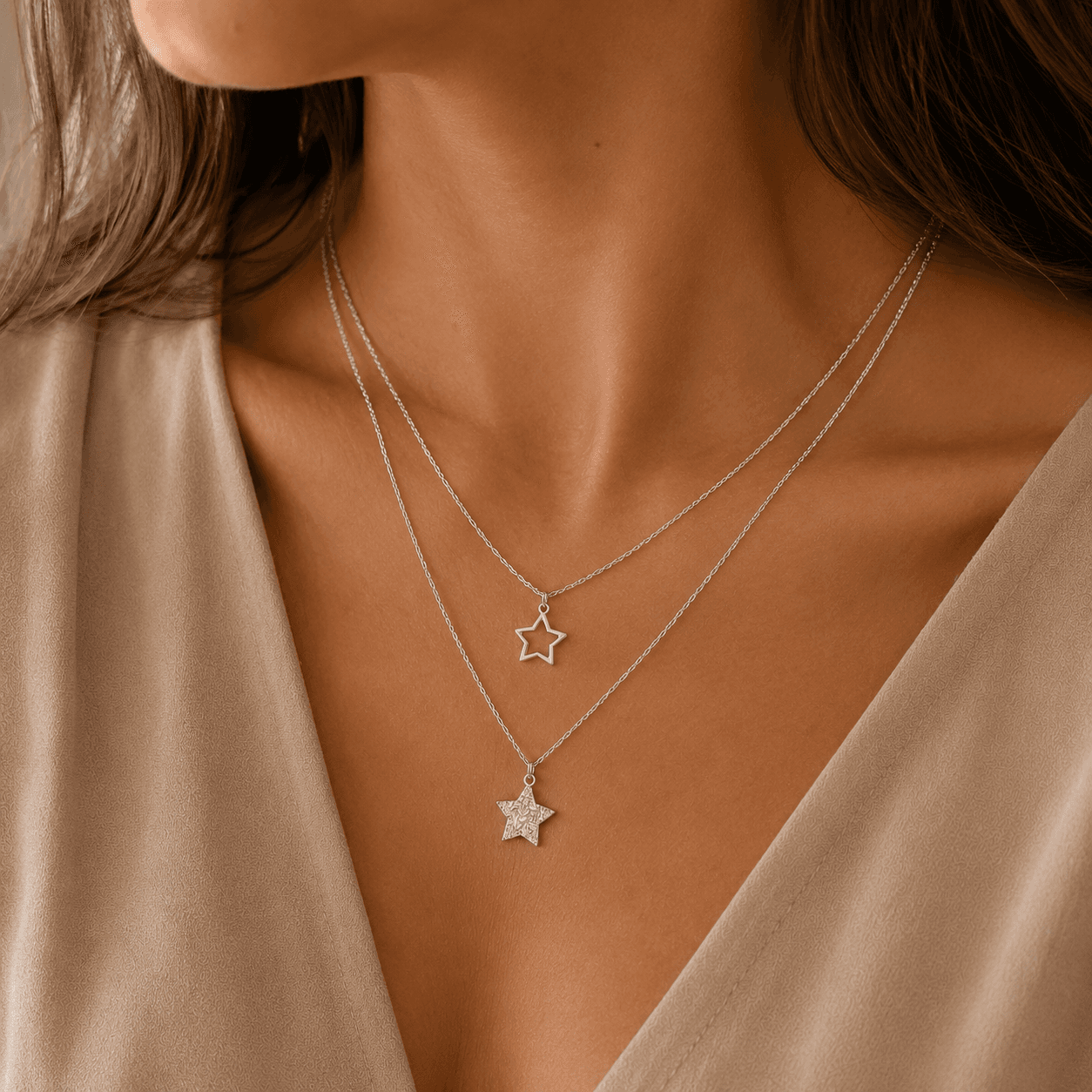 Collar Doble de Plata 925 con Estrellas y Circonias – Destellos