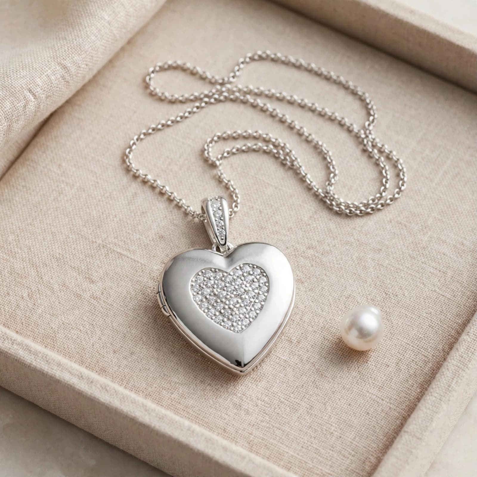 Collar Relicario Corazón de Plata 925 con Circonias – Memoria